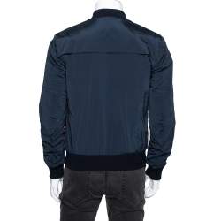 Gucci Navy Blue Diamante Nylon Bomber Jacket M