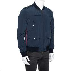Gucci Navy Blue Diamante Nylon Bomber Jacket M