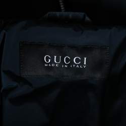 Gucci Navy Blue Diamante Nylon Bomber Jacket M