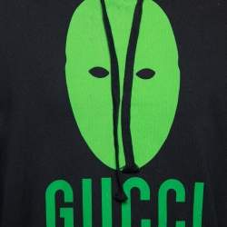 Gucci Black and Green Mask Cotton Graphic Print Hoodie XS