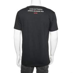 Pre Owned Gucci Black Cotton Bat Invite Printed Short Sleeve T-Shirt S