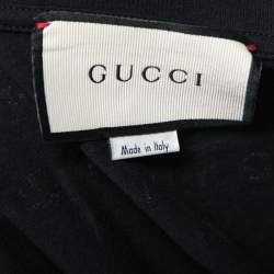 Pre Owned Gucci Black Cotton Bat Invite Printed Short Sleeve T-Shirt S