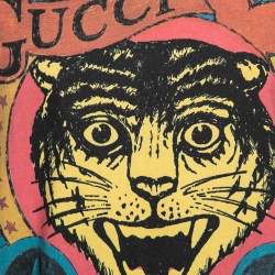 Pre Owned Gucci Off White Cotton Tiger Sprovveduta Età Printed Short Sleeve T-Shirt S