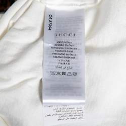 Pre Owned Gucci White Cotton Logo Printed and Tiger Embroidered T-Shirt S