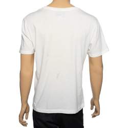 Gucci Cream Cotton Logog Printed Crew Neck T-Shirt S