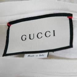 Gucci Cream Cotton Logog Printed Crew Neck T-Shirt S