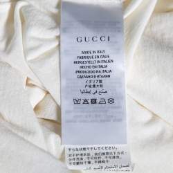 Pre Owned Gucci Cream Cotton Logo Printed Crew Neck T-Shirt S