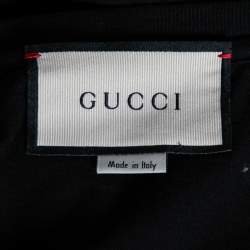 مملوكة مسبقًا تي شيرت غوتشي قطن أسود طباعة شعار الماركة برقبة مستديرة مقاس صغير جداً ( إكس سمول )