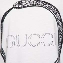 Gucci White Cotton Snake Ring Printed Crew Neck T-Shirt S