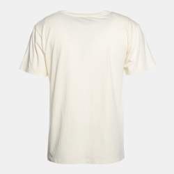 Pre Owned Gucci Cream Cotton GG Printed Crew Neck T-Shirt S