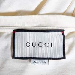 Pre Owned Gucci Cream Cotton GG Printed Crew Neck T-Shirt S