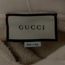 Pre Owned Gucci Cream Terry Knit Pearl Logo Hoodie M