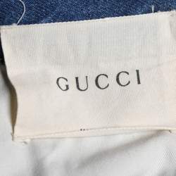 Pre Owned Gucci Indigo Light Wash Denim Kingsnake Embroidered Jeans M