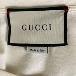 مملوكة مسبقًا Gucci Cream Cotton Logo and Cities Printed Crewneck Short Sleeves T-Shirt S