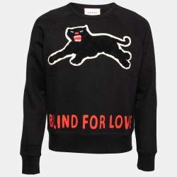 Bliver til økologisk regnskyl Gucci Black Terry Knit Panther Applique Sweatshirt S Gucci | TLC