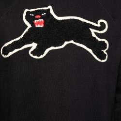 Gucci Black Terry Knit Panther Applique Sweatshirt S