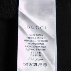 Gucci Black Terry Knit Floral Patch Distressed Sweatshirt S