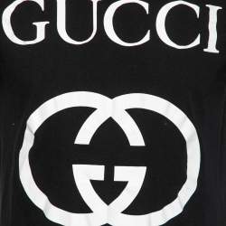 Gucci Black Cotton Gucci GG Printed Crew Neck Short Sleeve T-Shirt XS
