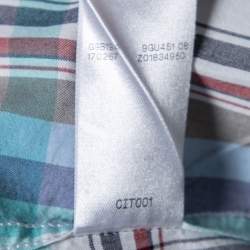 Gucci Blue Checkered Cotton Button Front Shirt XL