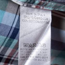 Gucci Blue Checkered Cotton Button Front Shirt XL