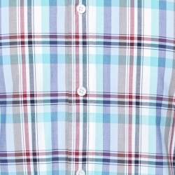 Gucci Blue Checkered Cotton Button Front Shirt XL