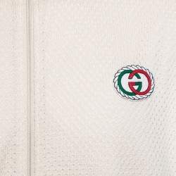 Gucci Cream Knit GG Patch Braided Trim Track Jacket XL