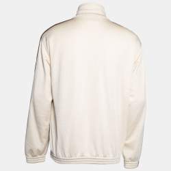 Gucci Cream Knit GG Patch Braided Trim Track Jacket XL