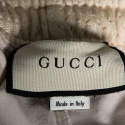 Gucci Cream Knit GG Patch Braided Trim Jogger Pants L
