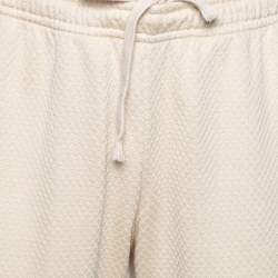 Gucci Cream Knit GG Patch Braided Trim Jogger Pants L