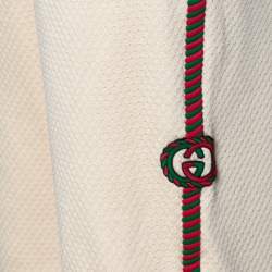 Gucci Cream Knit GG Patch Braided Trim Jogger Pants L