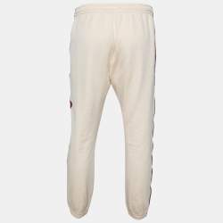 Gucci Cream Knit GG Patch Braided Trim Jogger Pants L