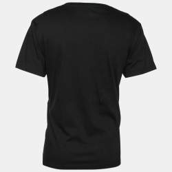 Gucci Black Cotton Logo Printed Crew Neck Short Sleeve T-Shirt L