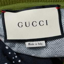 Gucci Navy Blue Space and Snake Printed Cotton Polo T-Shirt XL