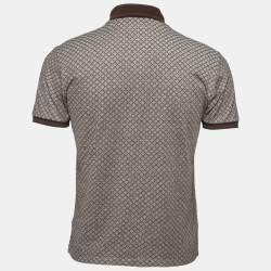 Pre Owned Gucci Brown Printed Cotton Pique Short Sleeve Polo T-Shirt M