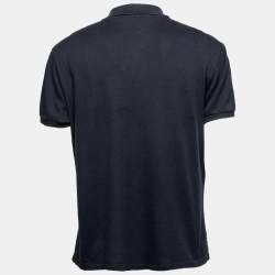 Gucci Navy Blue Cotton Pique Tiger Crest Appliqued Polo T-Shirt XXL