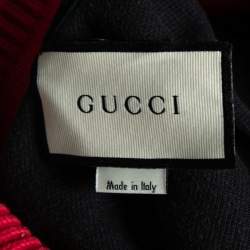 Gucci Navy Blue Cotton Pique Tiger Embroidered Polo T-Shirt XXL