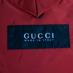 Gucci Red Synthetic Hooded Zip Front Jacket S