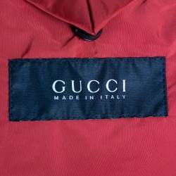 Gucci Red Synthetic Hooded Zip Front Jacket S