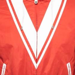 Gucci Red Synthetic Hooded Zip Front Jacket S