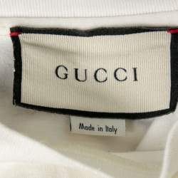 Gucci Off White Cotton Blade Logo Printed Short Sleeve T-Shirt M
