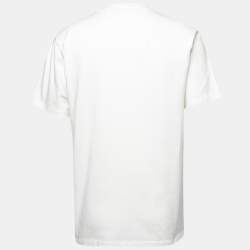 Gucci Off White Cotton Blade Logo Printed Short Sleeve T-Shirt M