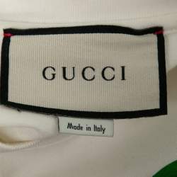 Gucci White Blade Logo Printed Cotton Crew Neck T-shirt S