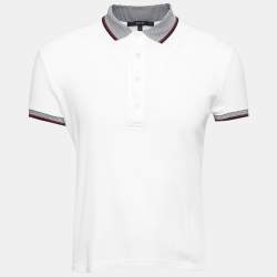 Gucci White Cotton Pique Contrast Trim Detail Short Sleeve Polo T-Shirt S