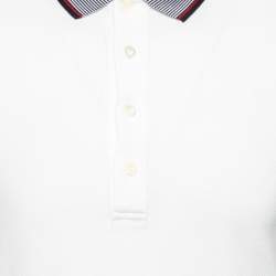 Gucci White Cotton Pique Contrast Trim Detail Short Sleeve Polo T-Shirt S