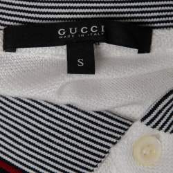 Gucci White Cotton Pique Contrast Trim Detail Short Sleeve Polo T-Shirt S