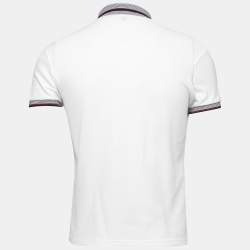 Gucci White Cotton Pique Contrast Trim Detail Short Sleeve Polo T-Shirt S