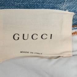 Gucci Blue Denim Floral Bee Embroidered Tapered Jeans M