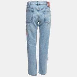 Gucci Blue Denim Floral Bee Embroidered Tapered Jeans M