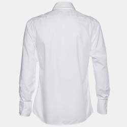 Gucci Vintage White Cotton Tonal Striped Button Front Shirt XL