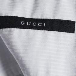 Gucci Vintage White Cotton Tonal Striped Button Front Shirt XL